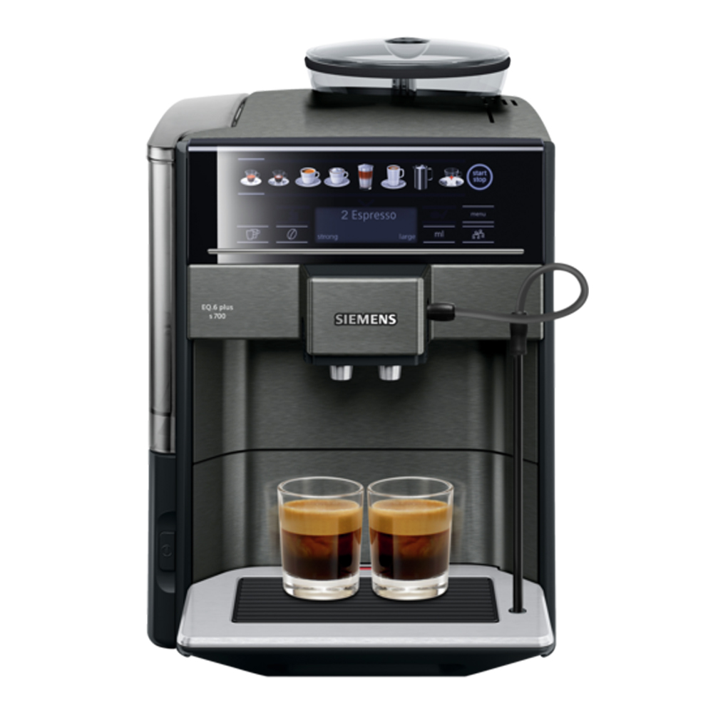 Läs mer om Siemens - Helautomatisk espresso/kaffemaskin EQ6 PLUS S700 Dark Inox