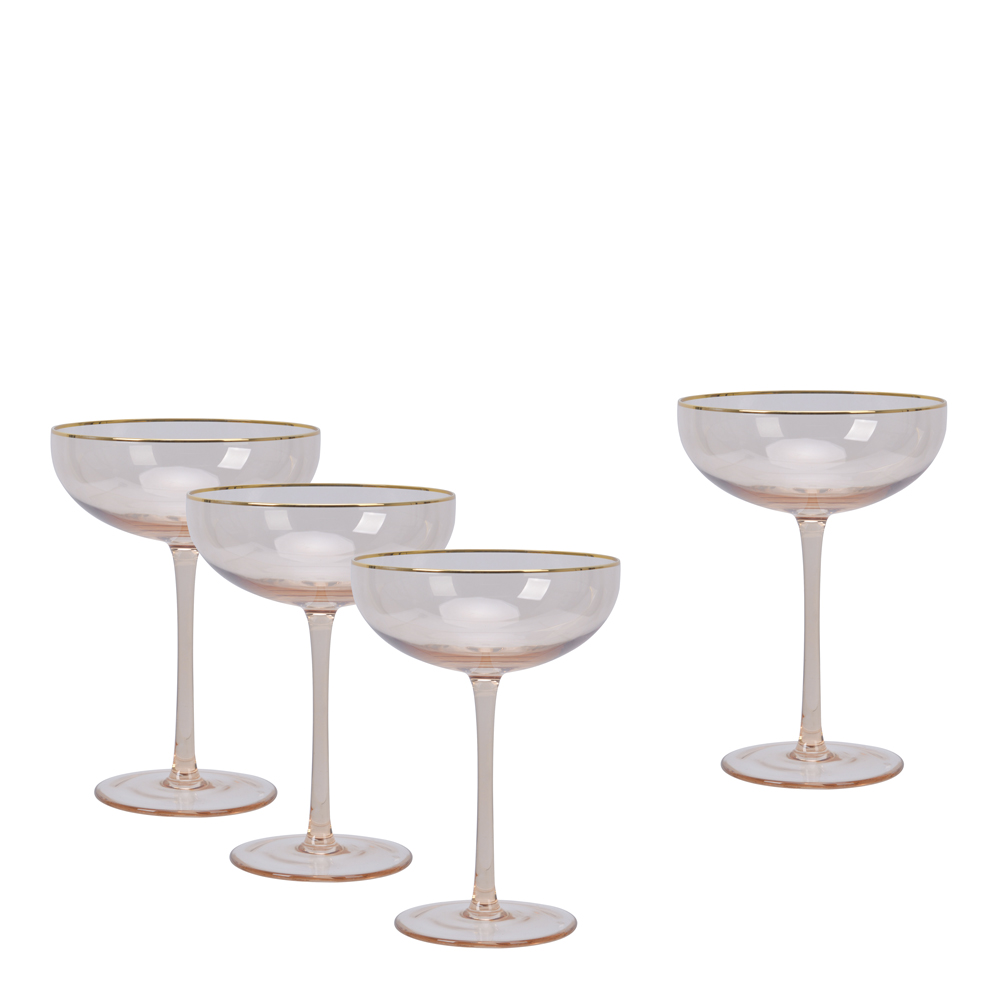 Modern House – Champagneglas med Guldkant 23 cl 4-pack Soft Pink