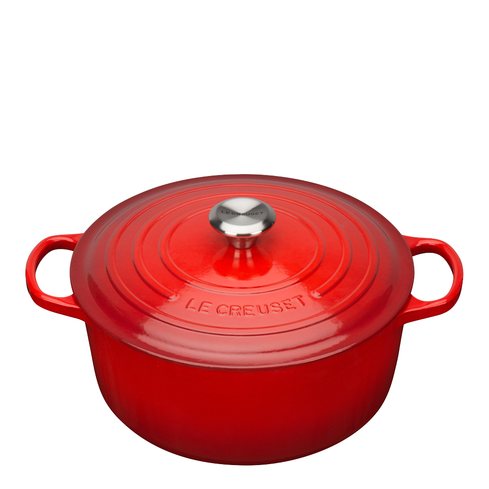 Läs mer om Le Creuset - Signature Gjutjärnsgryta rund 28 cm 6,7 L Cerise