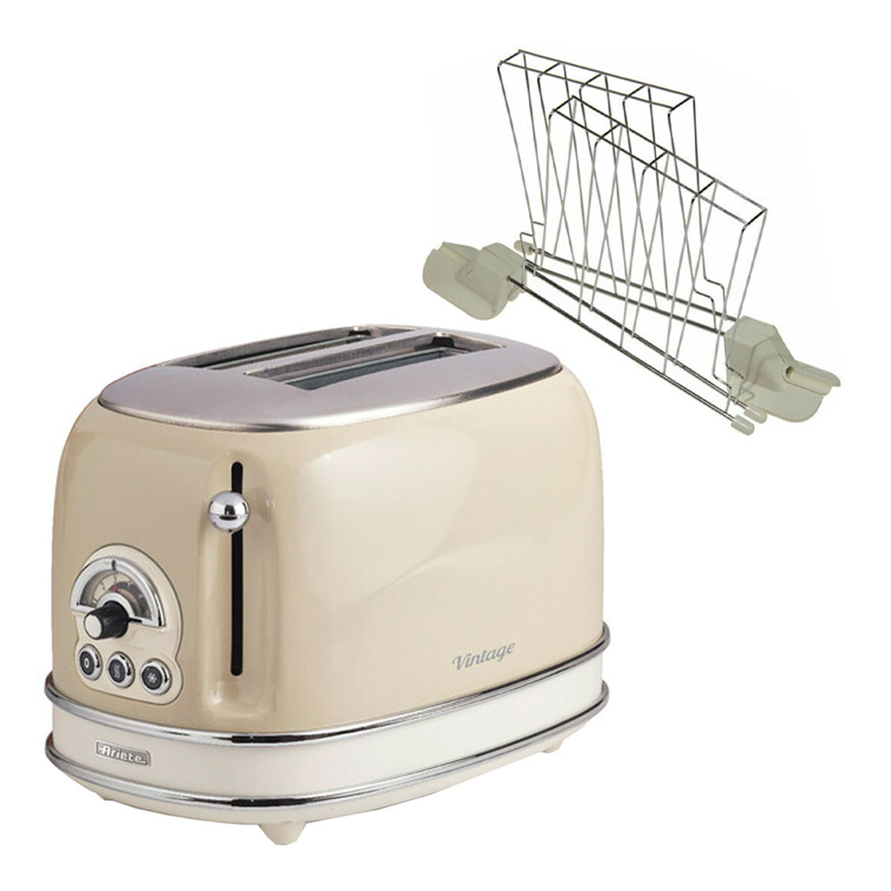 Läs mer om Ariete - Vintage Brödrost med toastgaller 2 skivor Beige