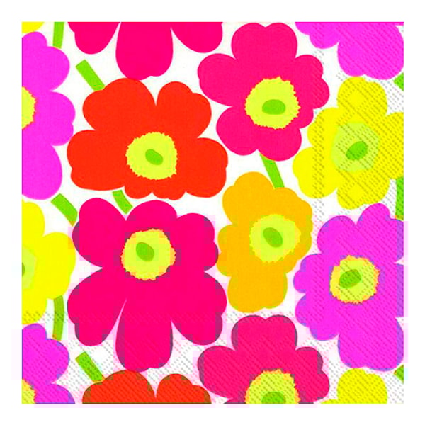 Servett Unikko 33x33 cm Rosa/Gul 