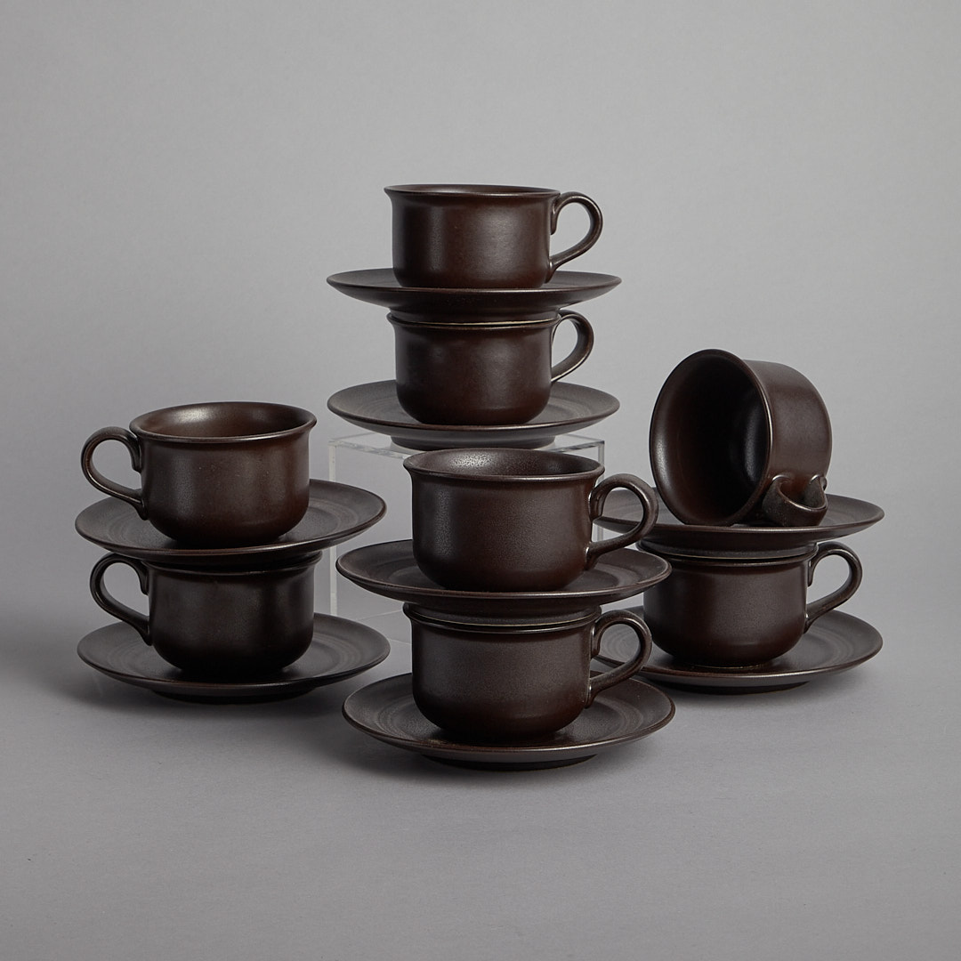 Höganäs Keramik – Kaffekoppar med Fat 8 st