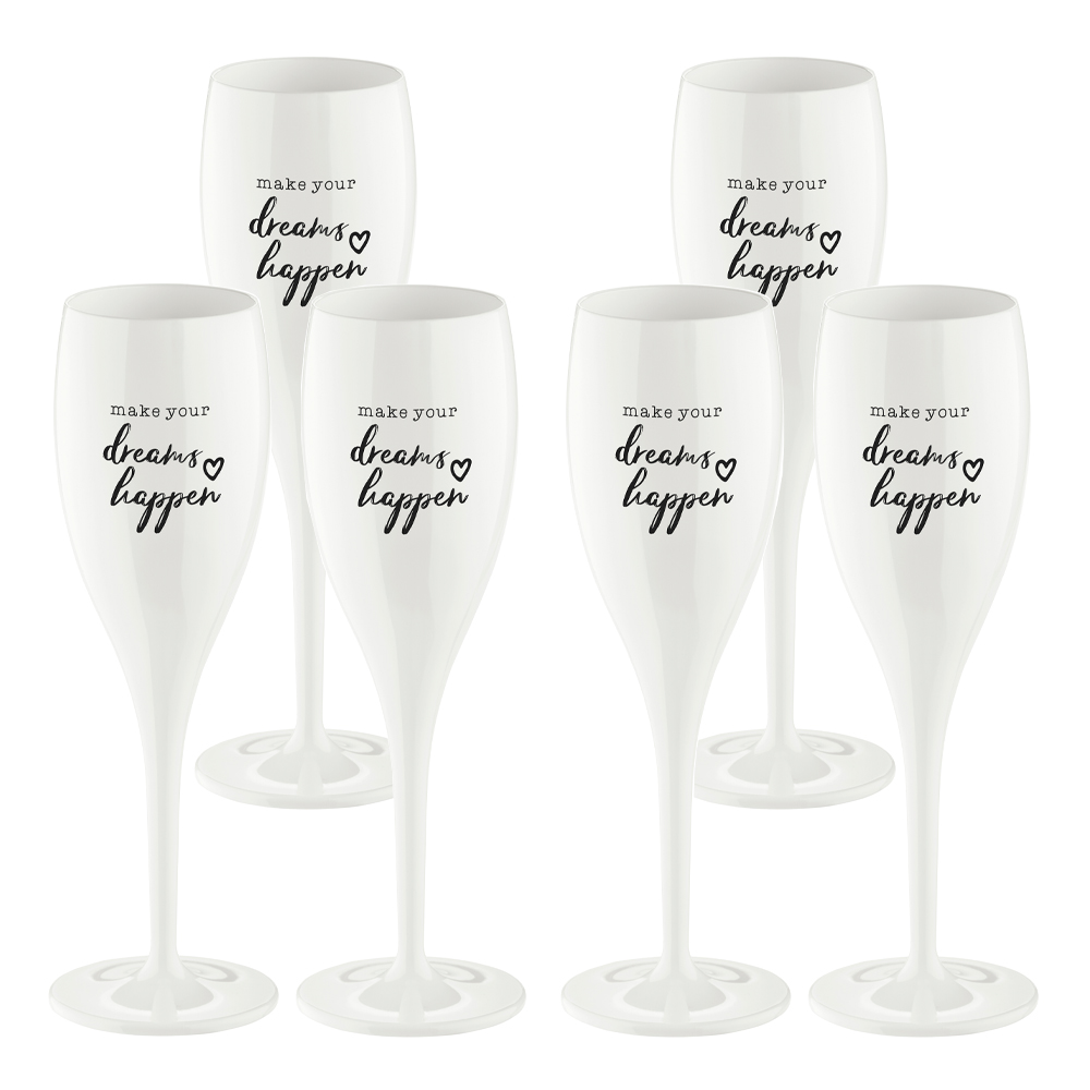 Koziol - Cheers Champagneglas med text 6-pack Make Dreams Happen