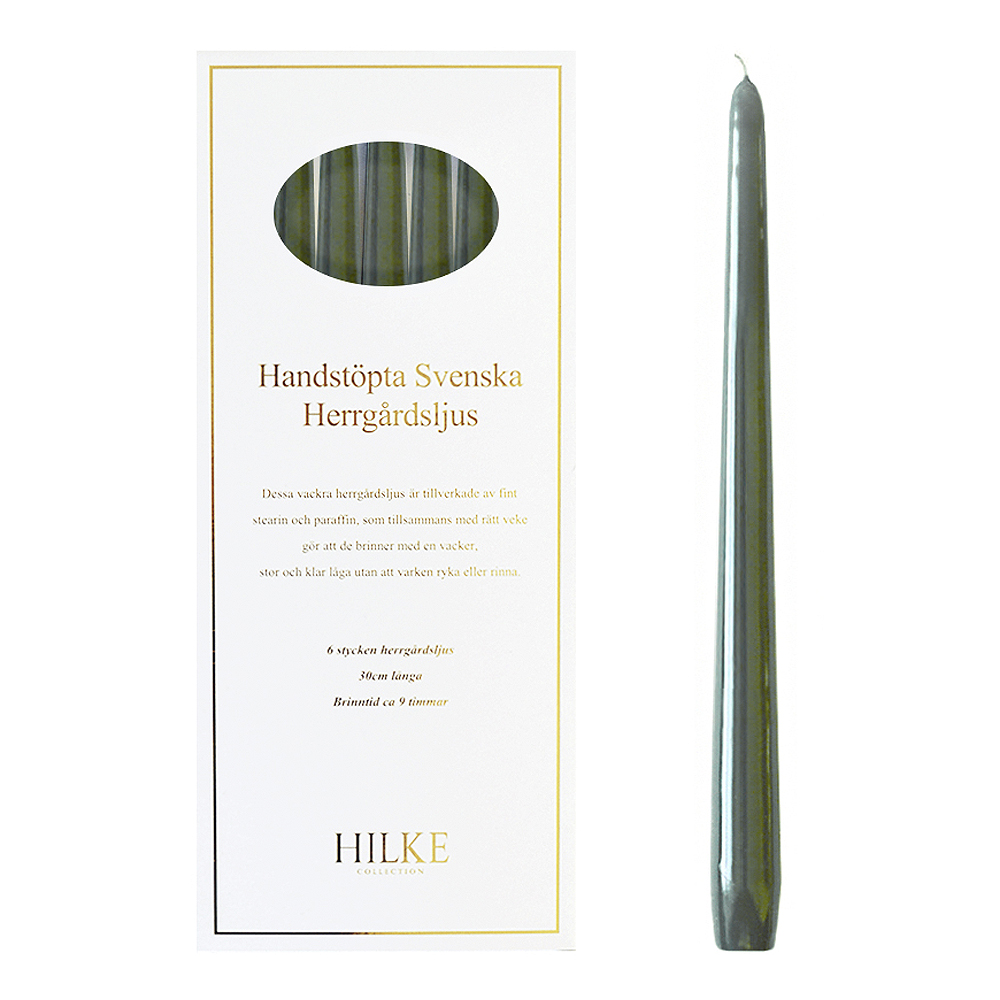 Läs mer om Hilke - Herrgårdsljus 30 cm 6-pack Antikgrön