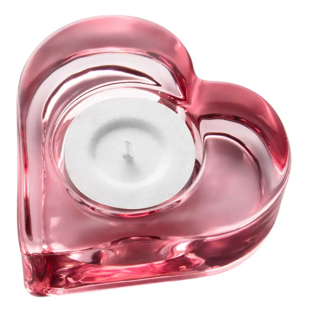 Celebration Hjerte Lysholder i glass 8,5 cm Rosa 