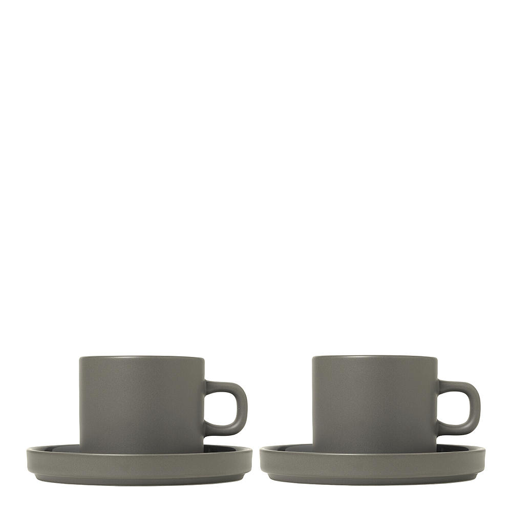 Blomus – Pilar Kaffekopp m/Fat 7 cm 2-pack Pewter