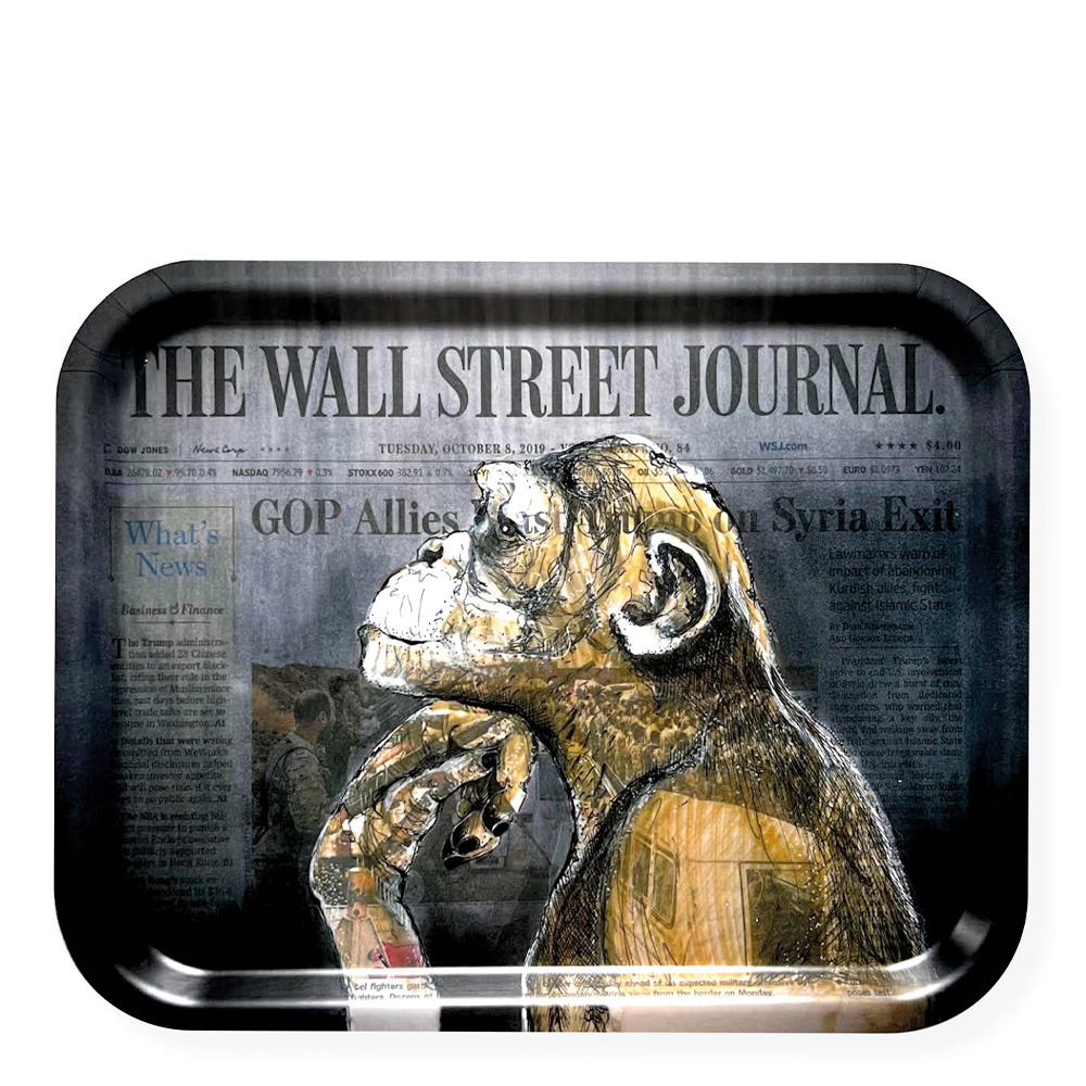 Lisa Törner Art - Frukostbricka Monkey Business 20x27 cm Svart