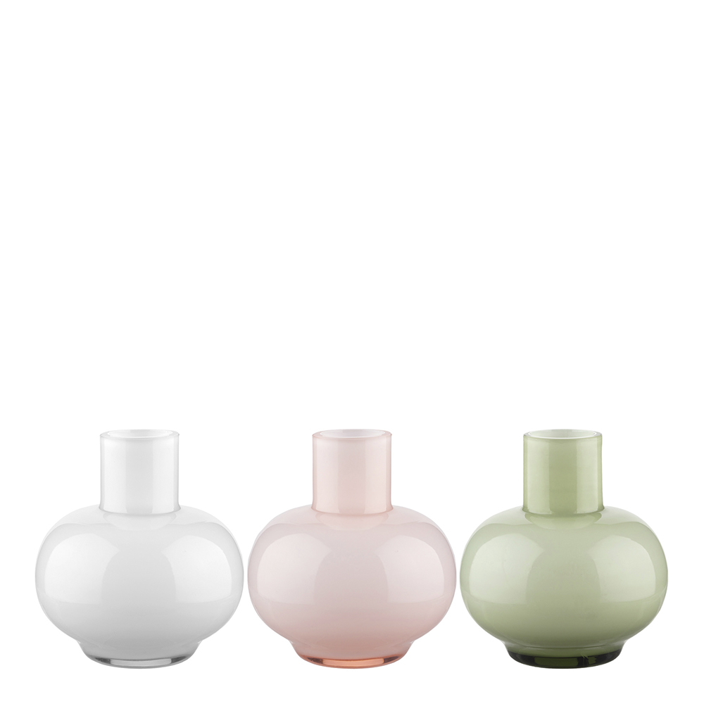 Marimekko – Mini Vase Vas Glas 3-pack Rosa/Grön/Vit