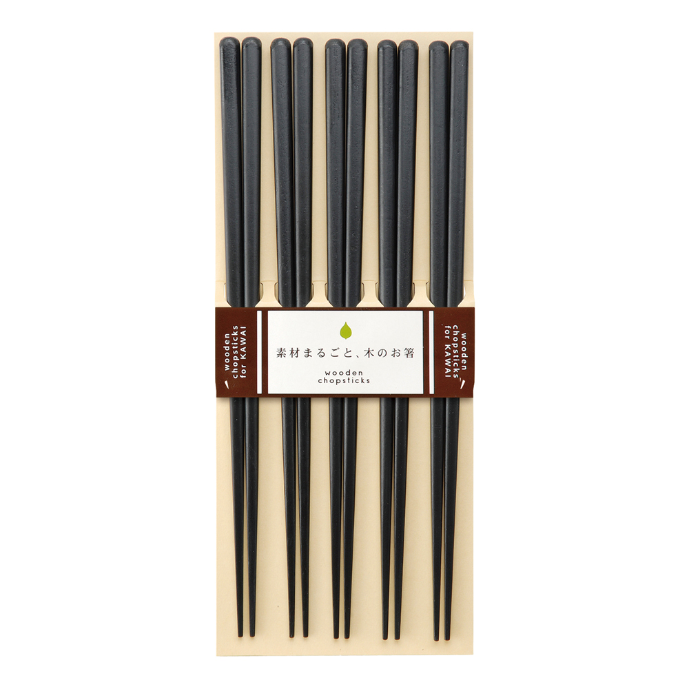 KAWAI – Ätpinnar Plain Wood 5-pack Svart