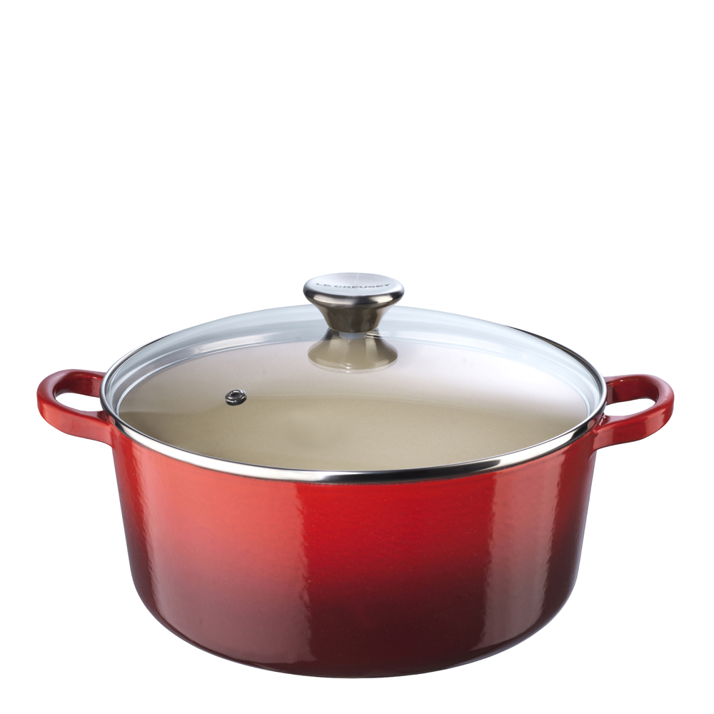 Läs mer om Le Creuset - Classic Gjutjärnsgryta Rund Glaslock 4,2 L Cerise