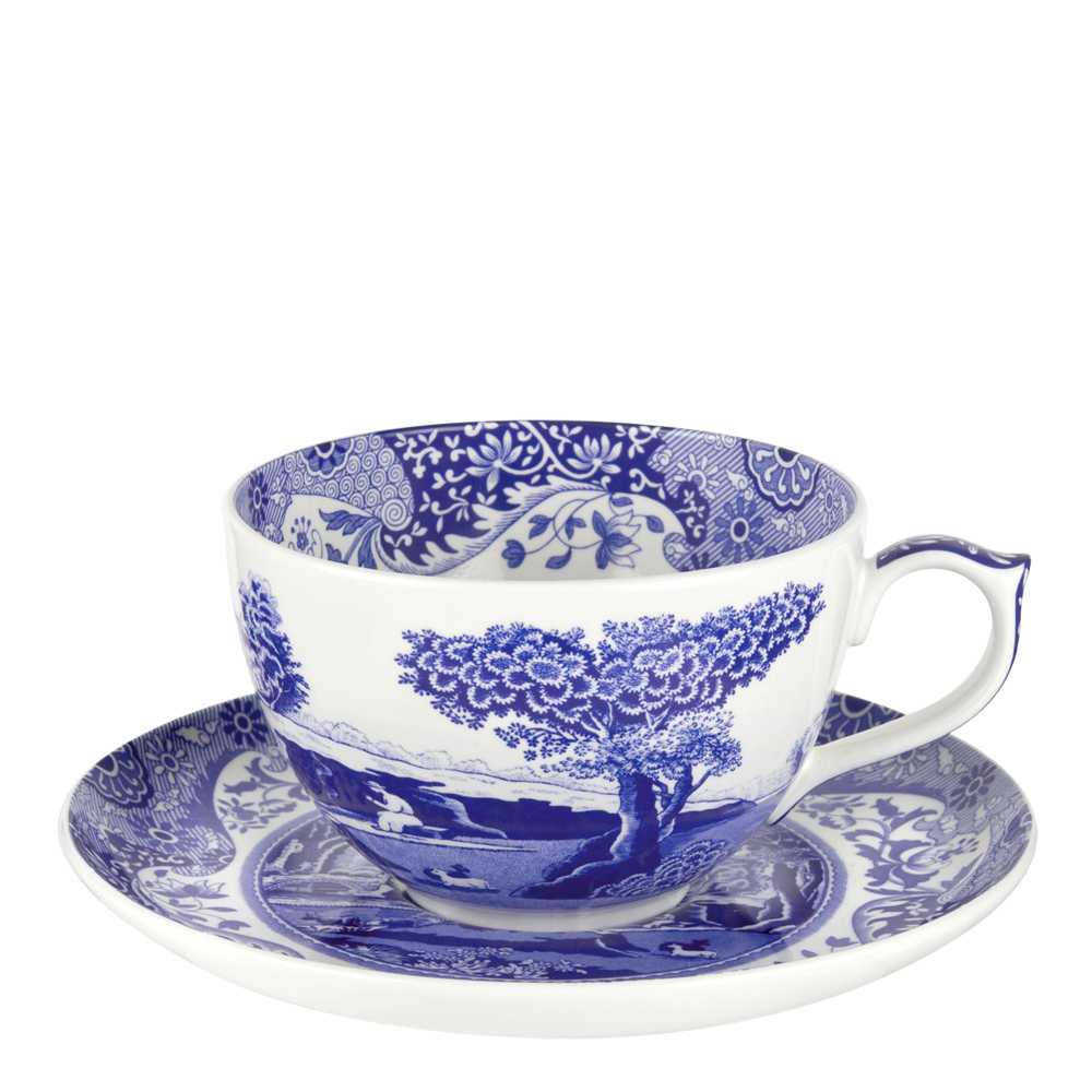 Spode – Blue Italian Stor Kopp med Fat 56 cl