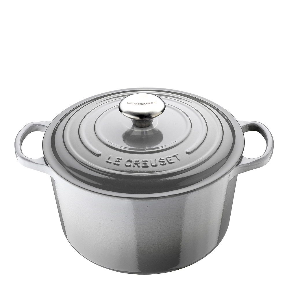 Läs mer om Le Creuset - Signature Gjutjärnsgryta rund 24 cm 5 L Mist Grey