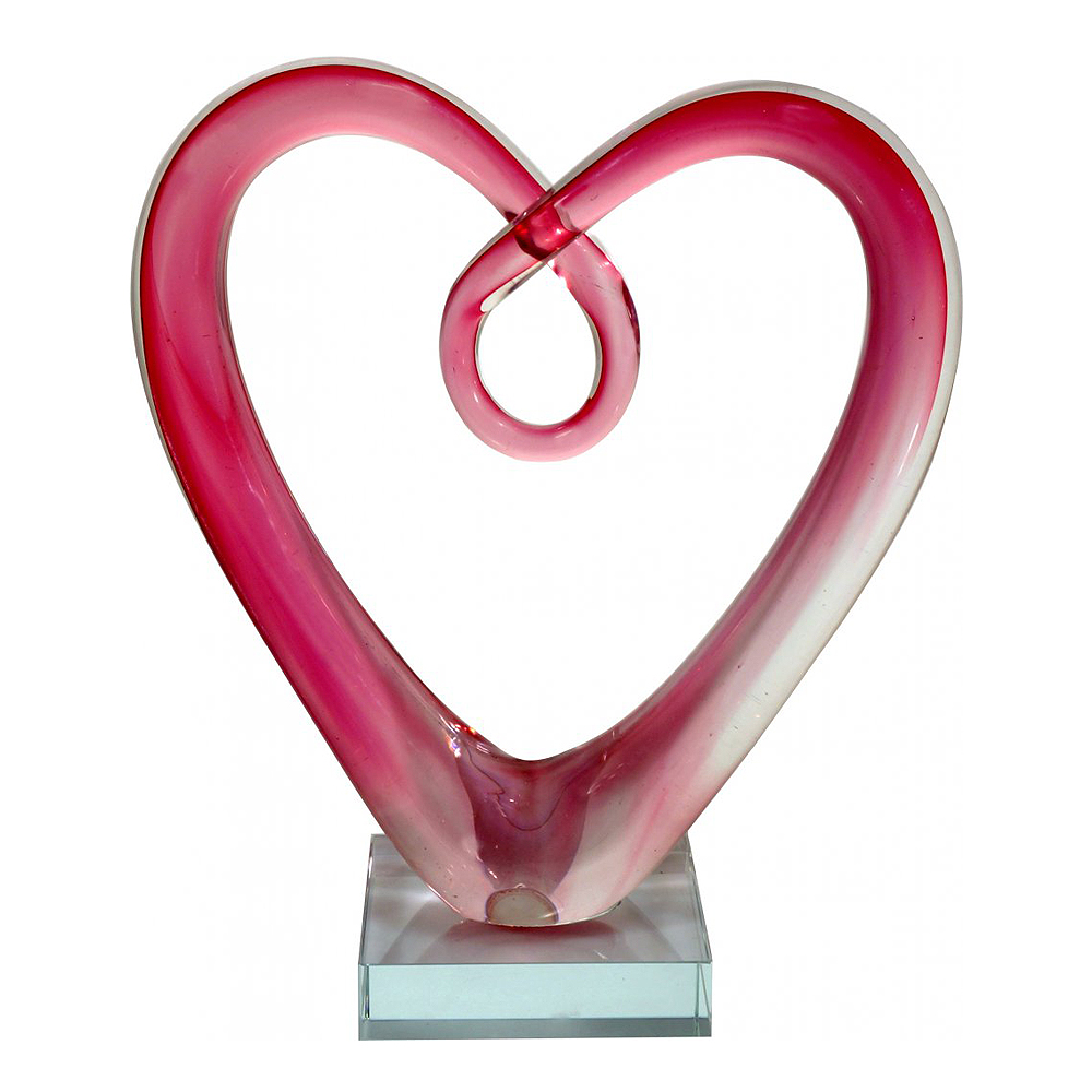 Glassulptur Hjärta Glas Rosa 18,5 cm