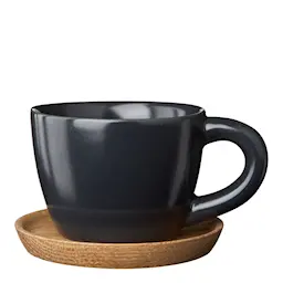 Höganäs Keramik Espressokopp med träfat 10 cl Grafitgrå 