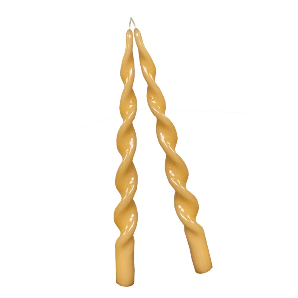 Läs mer om Vio Ljusfabrik - Platta Lack Ljus Snurrade 29 cm 2-pack Mango