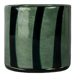 Byon Calore Telysholder 10x10 cm Grønn/Svart Stripe 