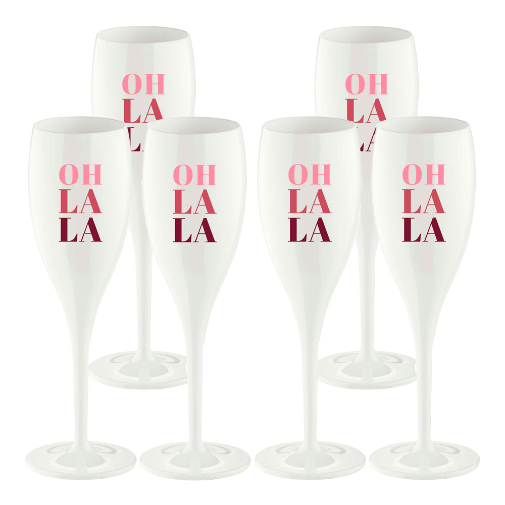 Koziol Cheers Champagneglas med text 6-pack Oh la la