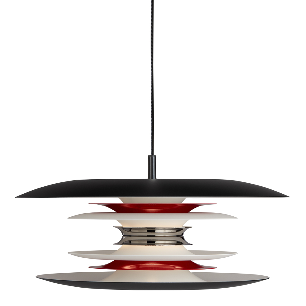 Belid - Diablo Taklampa pendel 40 cm Matt Svart/Blank Röd