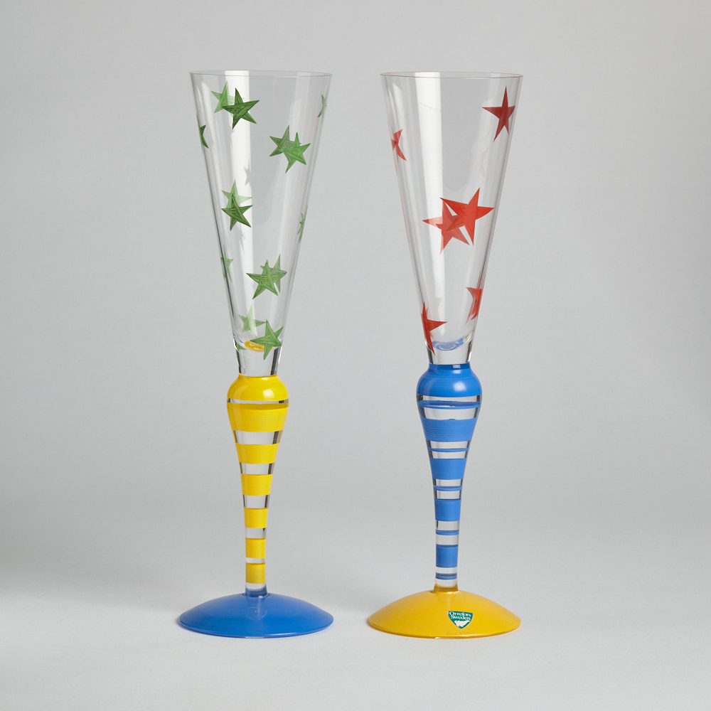 Orrefors - SÅLD Champagneglas "Clown" 2 st