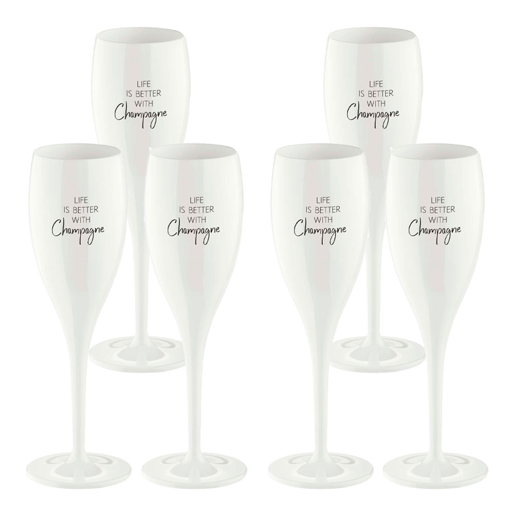 Koziol - Cheers Champagneglas med text 6-pack Life is better with champagne
