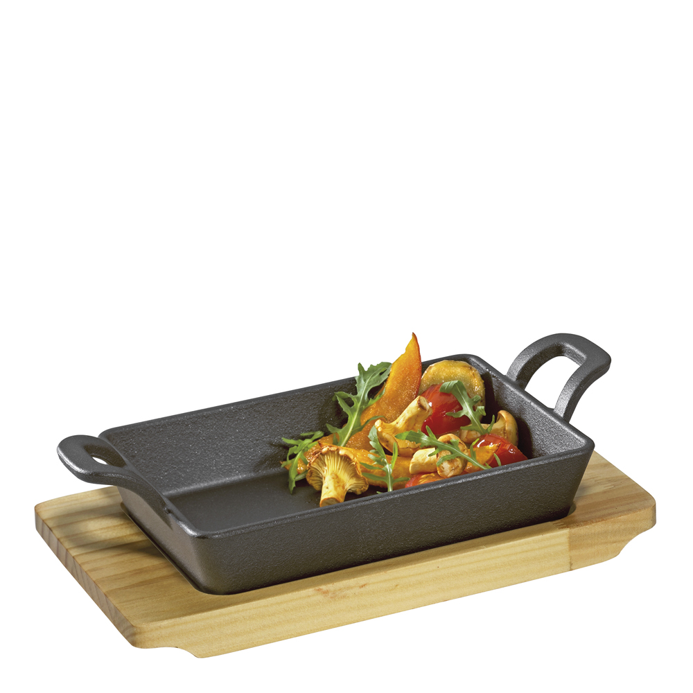 Küchenprofi – BBQ Grill-/Serveringspanna med träfat 20×12 cm