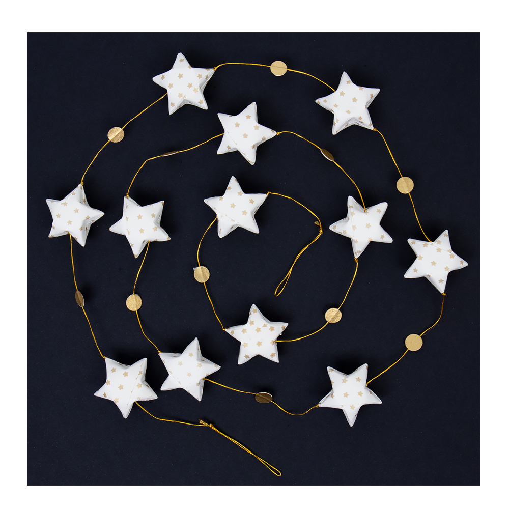 Afroart – Girlang Stjärnor Spirit Papper 160 cm Vit /Guld