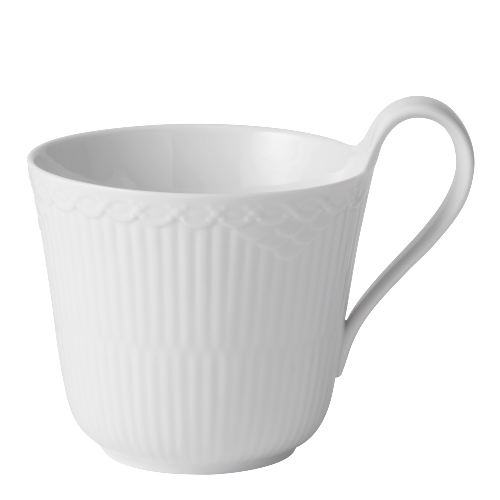 Läs mer om Royal Copenhagen - White Fluted Half Lace Kopp med högt handtag 33 cl