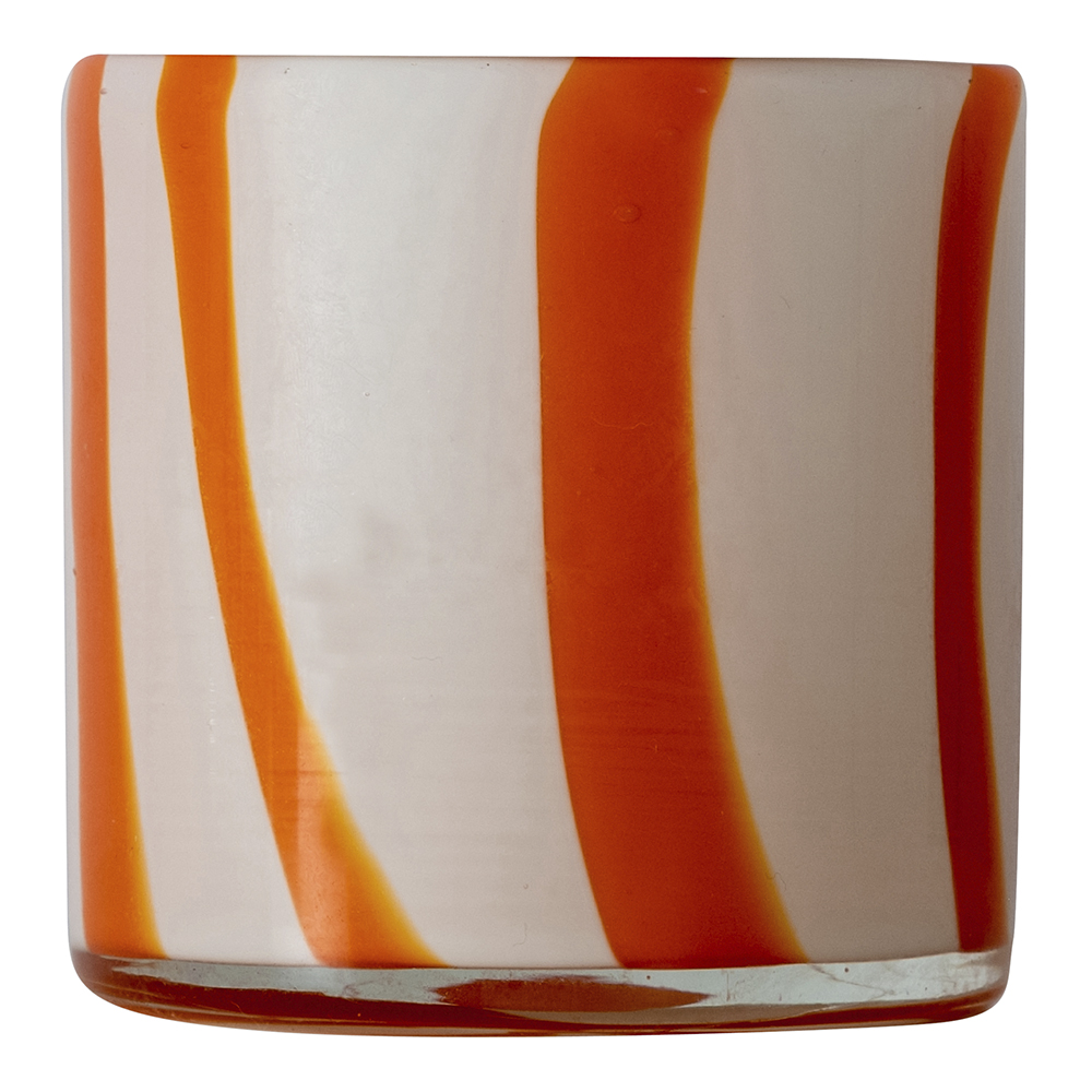 Byon - Calore Ljuslykta 10x10 cm Curve Orange/Vit Randig