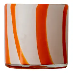 Byon Calore telysholder 10x10 cm Curve oransje/hvit stripete