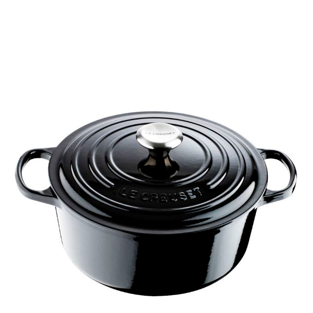 Läs mer om Le Creuset - Signature Gjutjärnsgryta rund 28 cm 6,7 L Svart blank