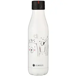 Les Artistes Bottle Up Design termoflaske 0,5L hvit/svart/rosa