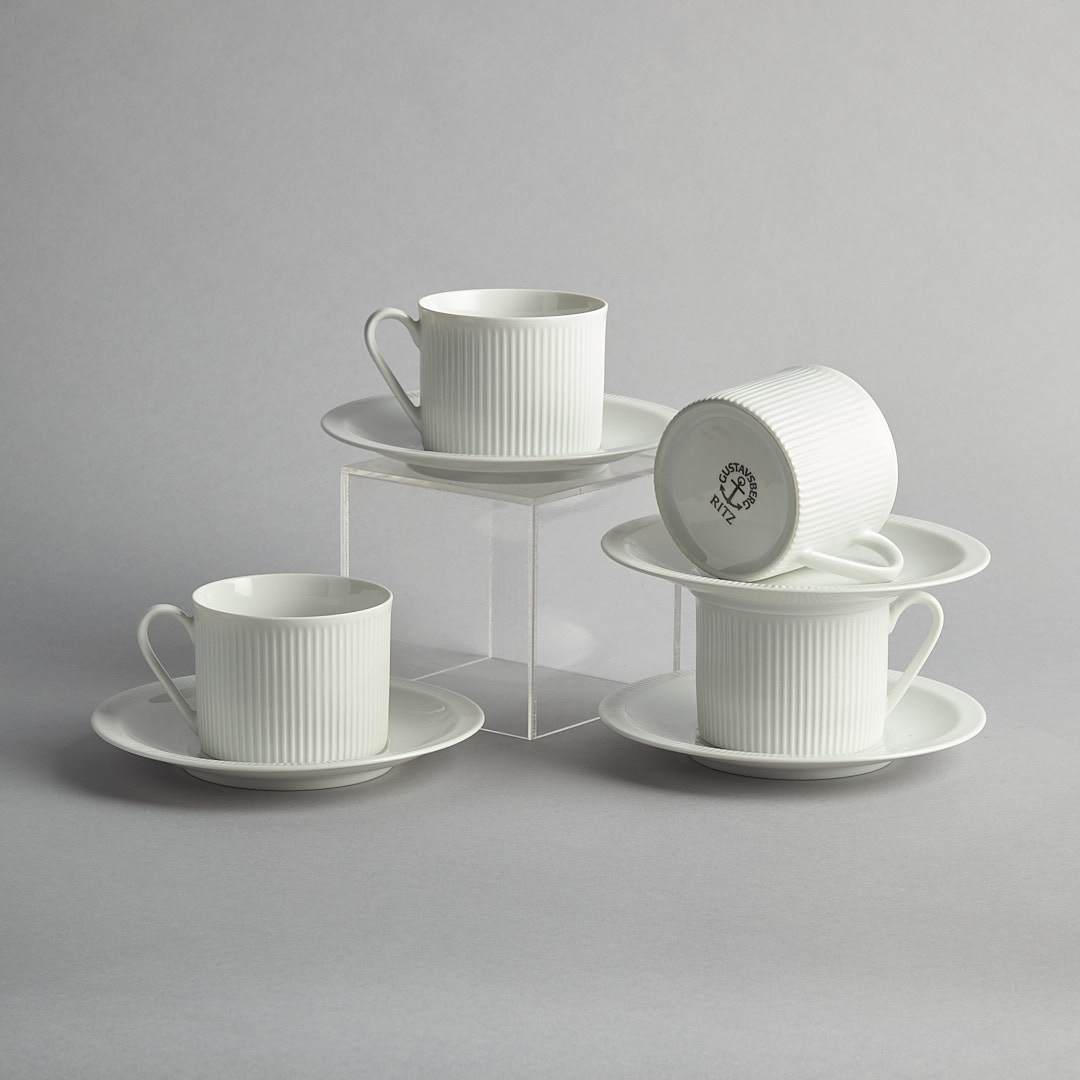 Gustavsberg – ”Ritz” 4 kaffekoppar med fat
