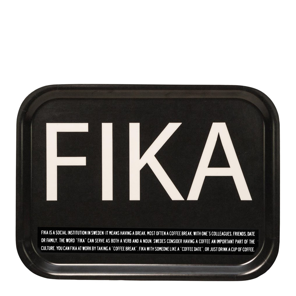 Citronelles - Fika Bricka engelsk text 27x20 cm Svart