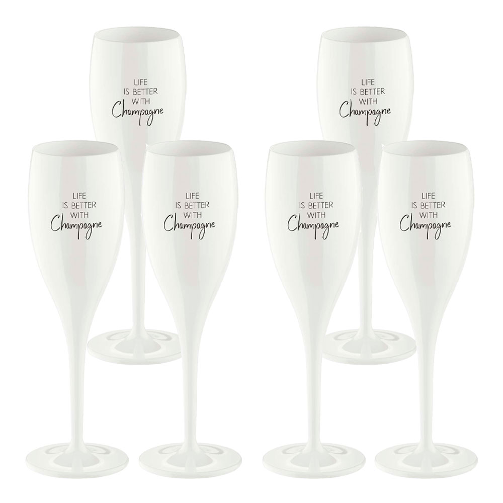 Koziol - Koziol Cheers Champagneglas med text 6-pack Life is better with champagne