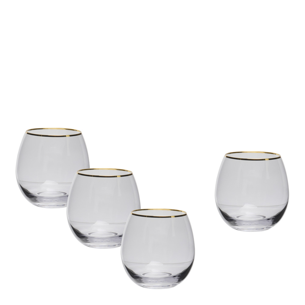 Modern House Vattenglas med Guldkant 45 cl 4-pack Soft Grey