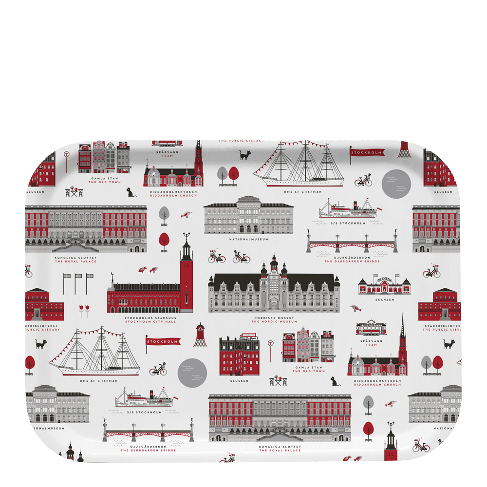 Citronelles - Sthlm City Bricka 27x20 cm Röd