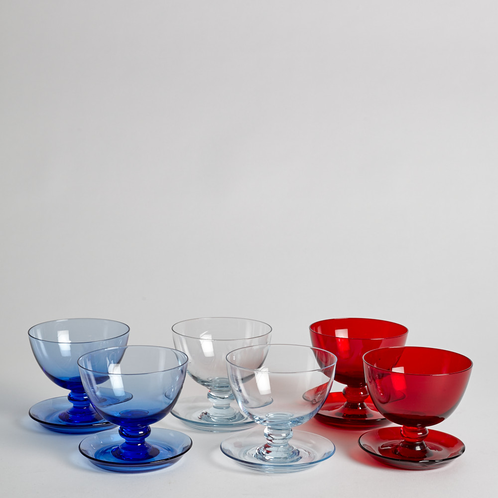 Reijmyre Glasbruk – SÅLD Dessertskålar Blå/Glas/Röd 6 st