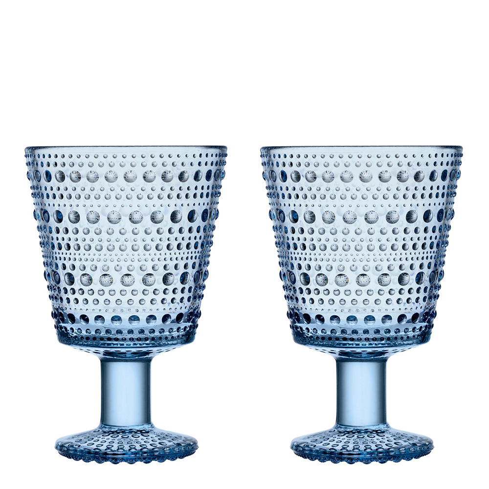 Iittala - Kastehelmi Glas på fot 2-pack Aqua