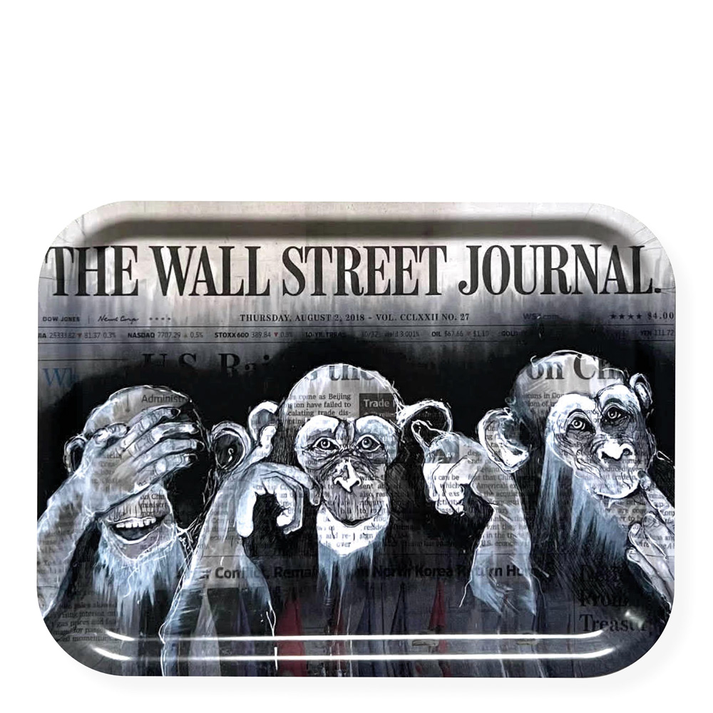 Lisa Törner Art - Bricka The Three Wise Monkeys 28x36 cm Svart