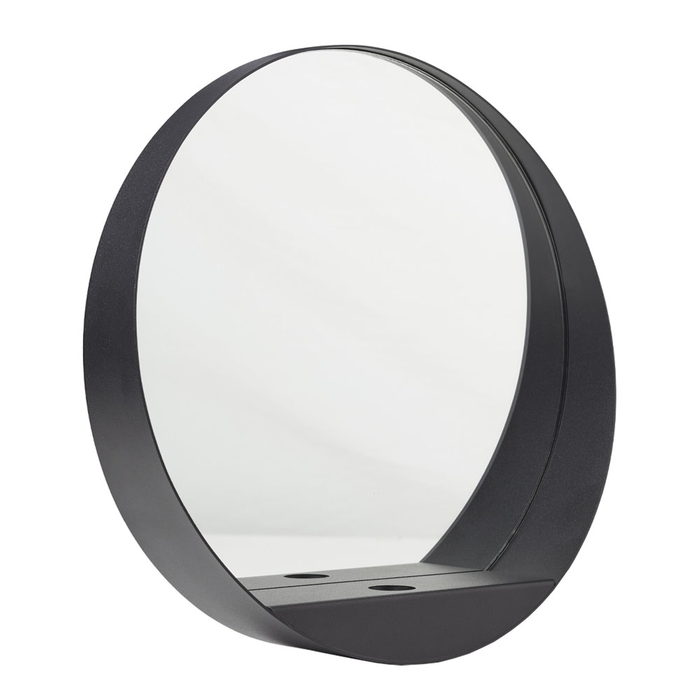 Gejst – Glim Ljusstake Spegel Rund 28 cm Svart
