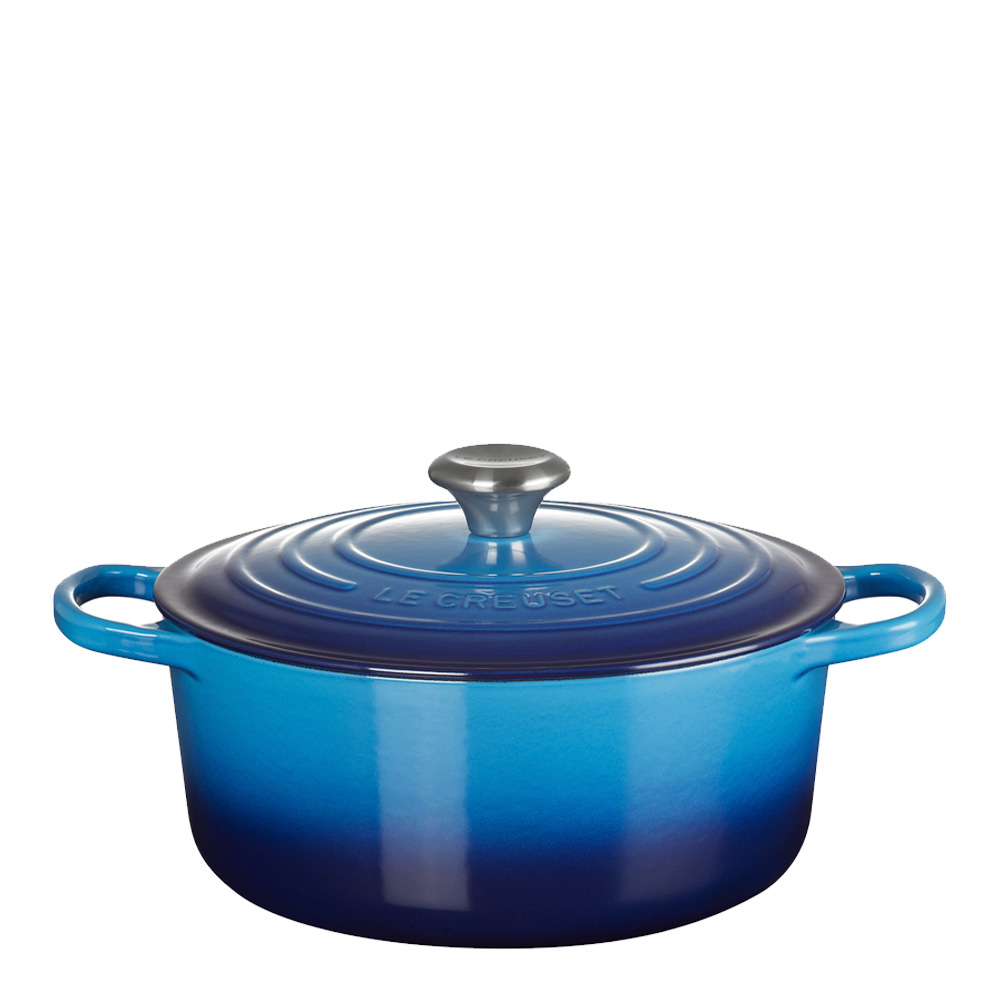 Läs mer om Le Creuset - Signature Rund Gjutjärnsgryta 5,3 L Azure