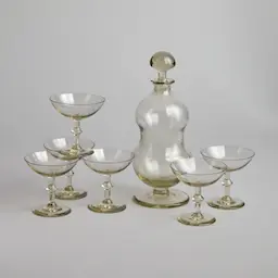 Vintage SÅLD Rökfärgad Karaff med 6 st Glas