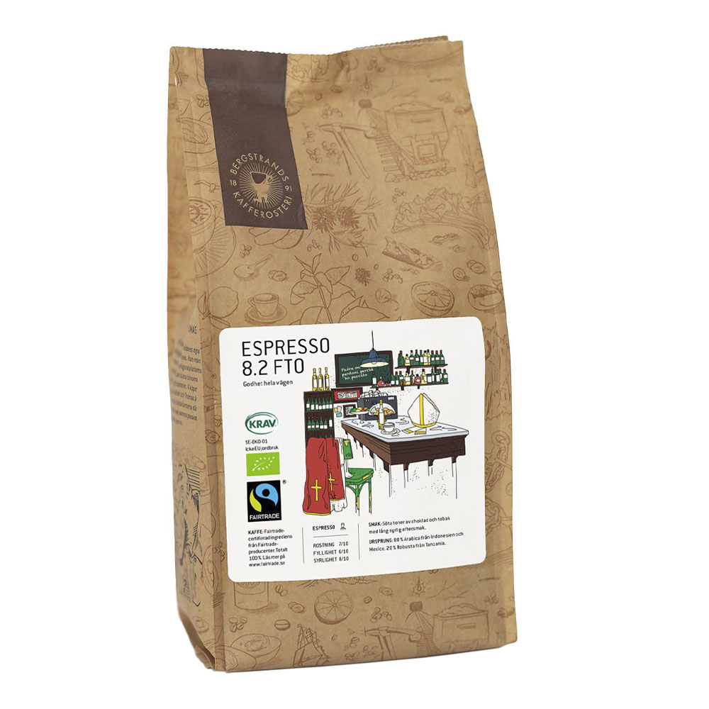 Bergstrands Kafferosteri – Espressobönor 8.2 Fairtrade Eko 1 kg