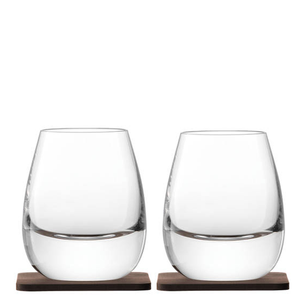 Läs mer om LSA INTERNATIONAL - Whisky Tumbler 25 cl / Underlägg Valnöt 2-pack