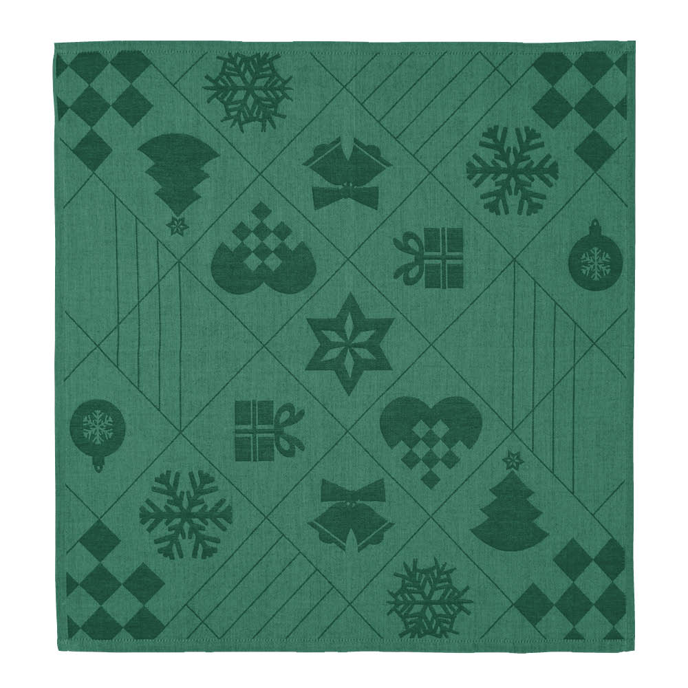 Juna – Natale Julservett i tyg 45×45 cm Grön 4-Pack