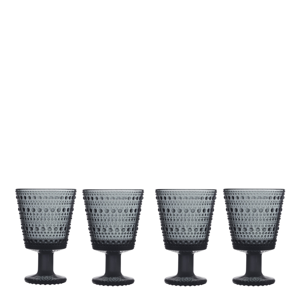 Iittala - Kastehelmi Glas på fot 26 cl 4-pack Mörkgrå