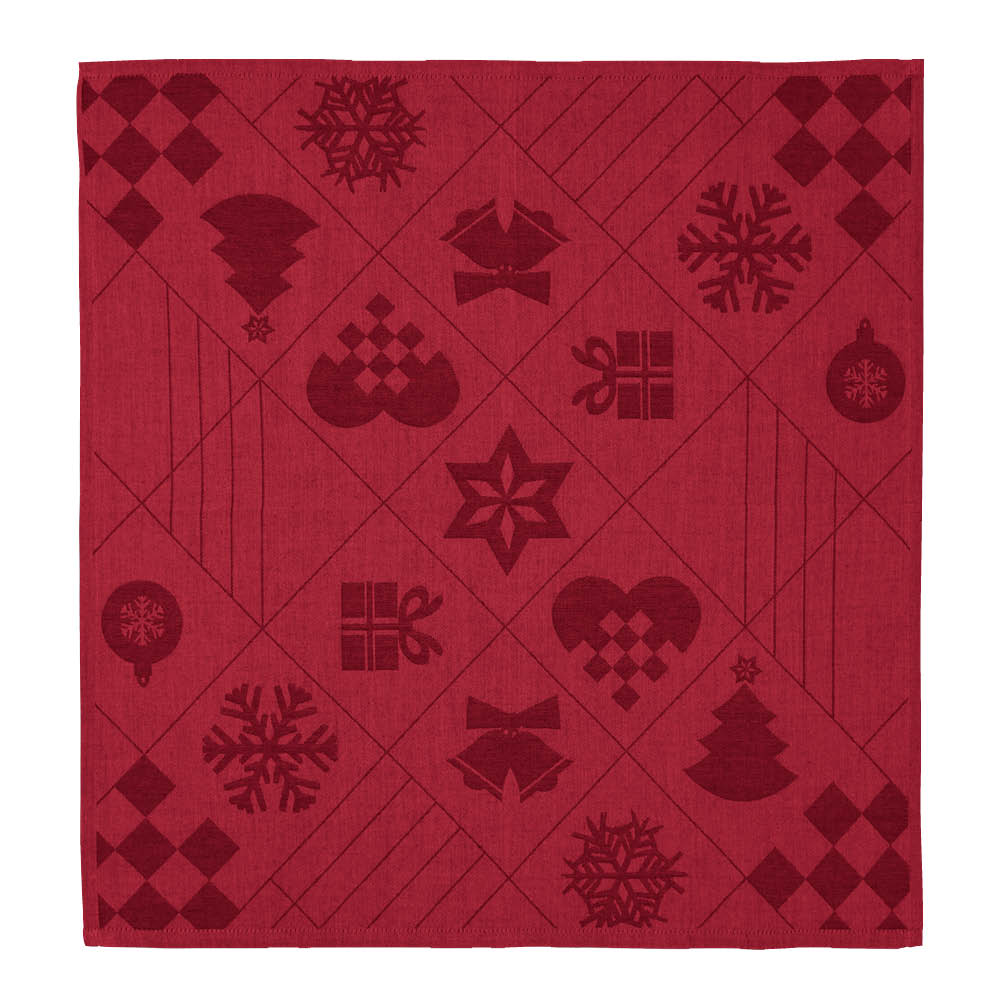 Juna – Natale Julservett i tyg 45×45 cm Röd 4-Pack